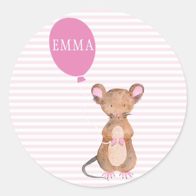 Cute Woodland Mouse Personalized Kids Stickers