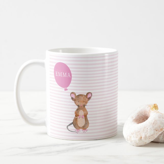 Cute Woodland Mouse Personalized Mug (With Donut)