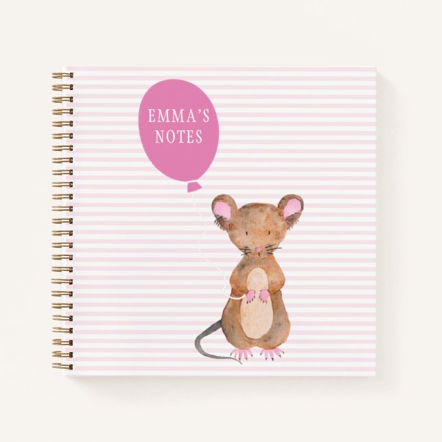 Cute Woodland Mouse Personalized Notebook (Front)