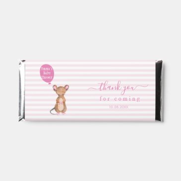 Cute Woodland Mouse Pink Baby Shower Thank You 
