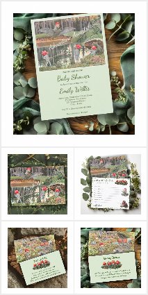 Cute Woodland Mushroom Baby Shower Collection