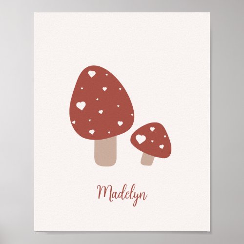 Cute Woodland Mushroom Minimalistic  Poster