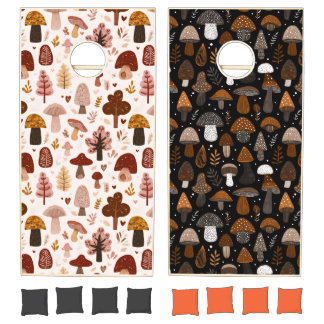 Cute Woodland Mushroom Pattern Cornhole Set