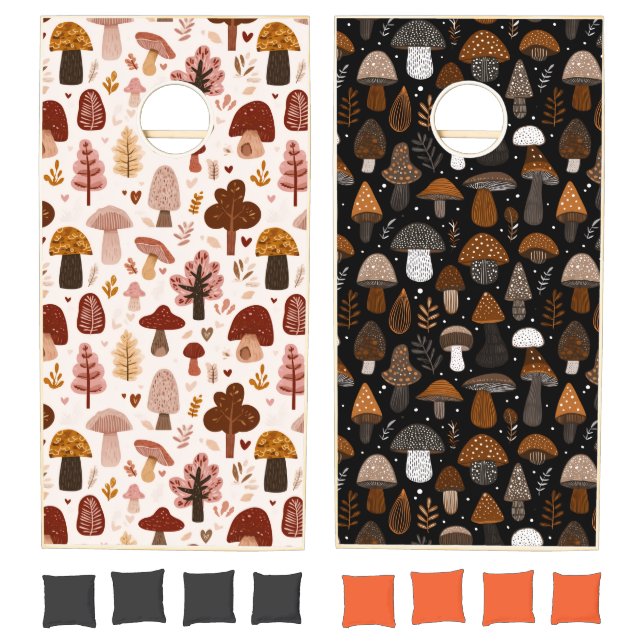 Cute Woodland Mushroom Pattern Cornhole Set (Set)