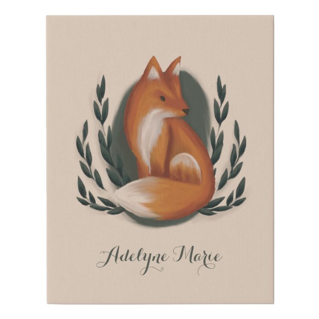 Cute Woodland Nursery Faux Wrapped Canvas Print (Front)