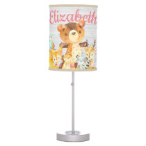 Cute Woodland Nursery Girl Forest Animals Custom Table Lamp