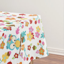 Cute Woodland Owl & Flowers Baby Girl Baby Shower Tablecloth