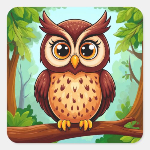Cute Woodland Owl For Nature Lovers Square Sticker
