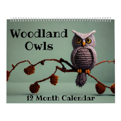 Cute Woodland Owls Baby Shower Child Nursery Decor Calendar