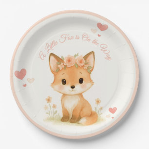 Cute Woodland Pastel Baby Fox Girl Baby Shower Paper Plates