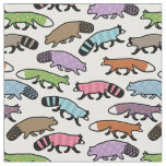 Cute Woodland Pastel Raccoon, Fox, Beaver Fabric
