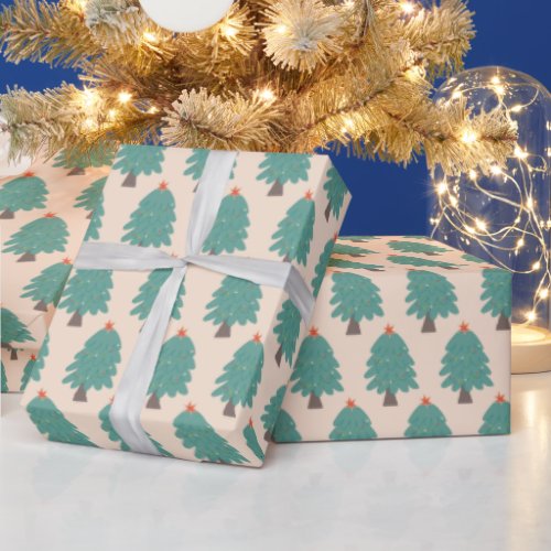 Cute Woodland Pine Trees Christmas Wrapping Paper