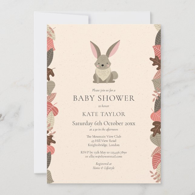 Cute Woodland Rabbit Baby Shower Sprinkle Invitation (Front)