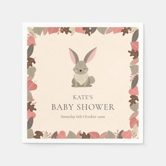 Cute Woodland Rabbit Baby Shower / Sprinkle Napkins (Front)