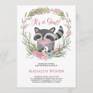 Cute Woodland Raccoon Baby Shower Invitation