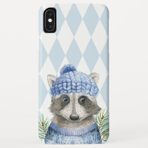 Cute Woodland Raccoon in Winter Hat iPhone XS Max Case