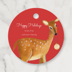 Cute Woodland Red & blue Rabbit Holidays Favor Tags
