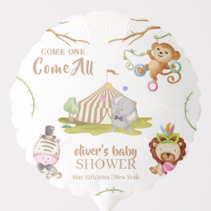 Cute Woodland Safari Animal Circus Baby Shower  Balloon