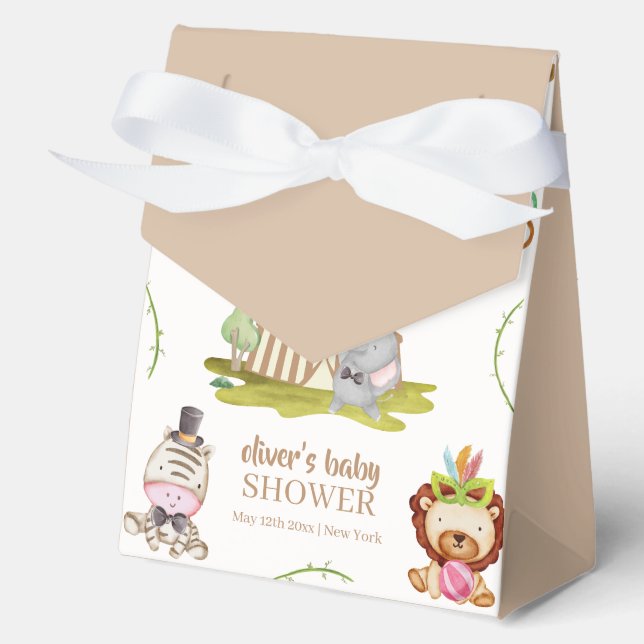 Cute Woodland Safari Animal Circus Baby Shower  Favor Boxes (Front)
