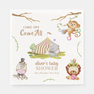 Cute Woodland Safari Animal Circus Baby Shower  Napkins