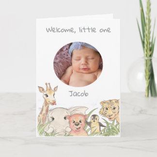 Cute Woodland Safari Baby photo Announcement  
