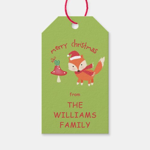 Cute Woodland Santa Fox Merry Christmas  Gift Tags