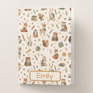 Cute Woodland School Friends Pocket Folder
