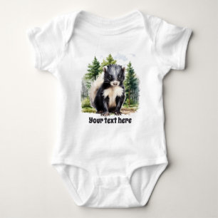 cute woodland skunk add text baby bodysuit