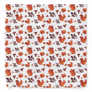 Cute Woodland Squirrel Autumn Pattern Bandana