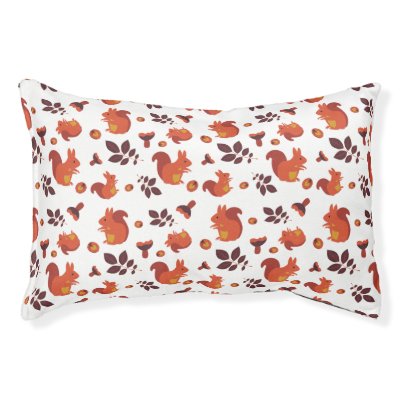 Cute Woodland Squirrel Autumn Pattern Pet Bed