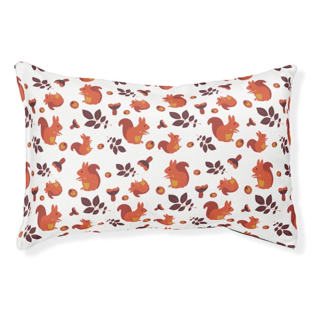 Cute Woodland Squirrel Autumn Pattern Pet Bed (Front)