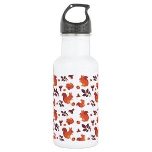 Cute Woodland Squirrel Autumn Pattern Stainless Steel Water Bottle