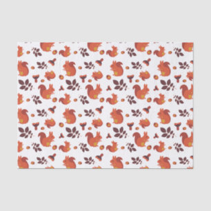 Cute Woodland Squirrel Autumn Pattern Tissue Paper