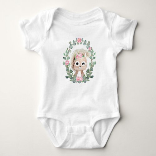 Cute Woodland Squirrel baby girl Baby Bodysuit