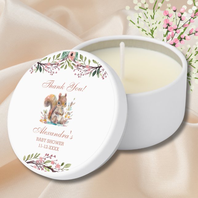 Cute Woodland Squirrel Baby Shower Thank You Mini Candle Favors (Creator Uploaded)