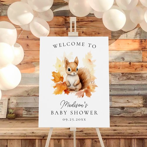 Cute Woodland Squirrel Baby Shower Welcome Sign