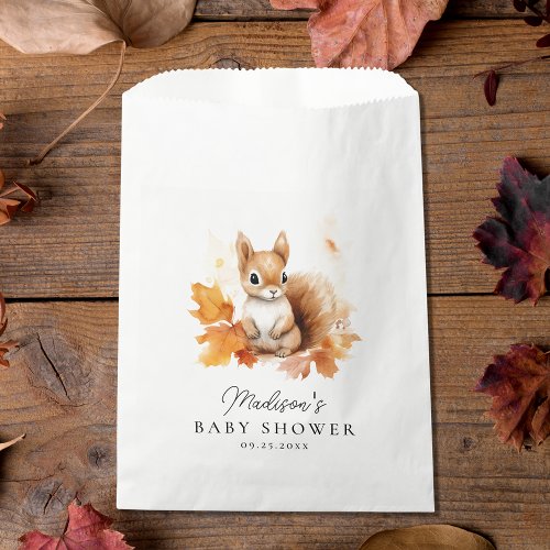 Cute Woodland Squirrel Fall Baby Shower Favor Bag