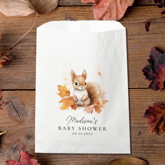 Cute Woodland Squirrel Fall Baby Shower Favor Bag (Creator Uploaded)