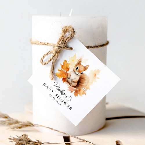 Cute Woodland Squirrel Fall Baby Shower Favor Tags