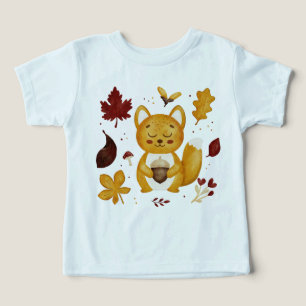 Cute Woodland Squirrel with Acorn Watercolor Toddler T-shirt