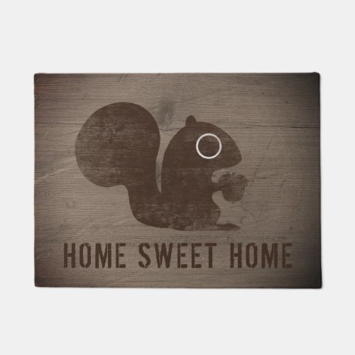 Cute Woodland Squirrel with Nut  Personalized Doormat