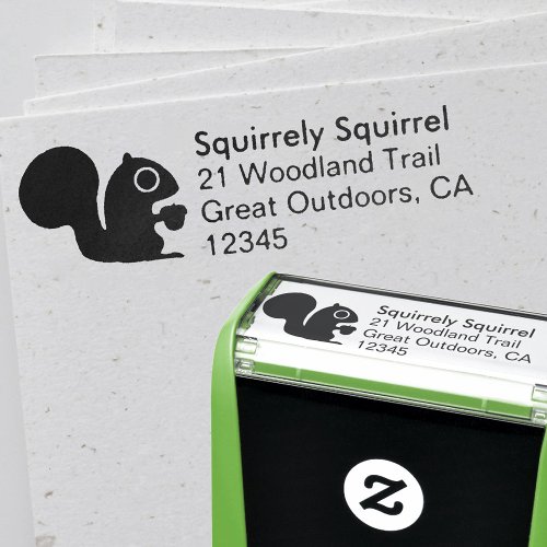Cute Woodland Squirrel with Nut Return Address Self_inking Stamp