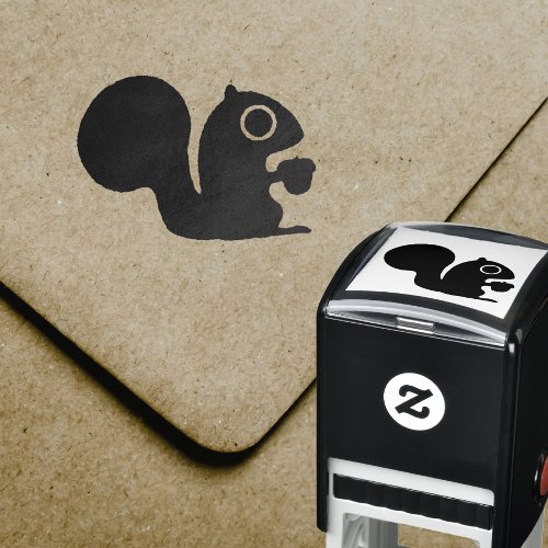 Cute Woodland Squirrel with Nut Self_inking Stamp