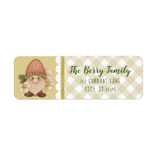 Cute Woodland Strawberry Gnome Label
