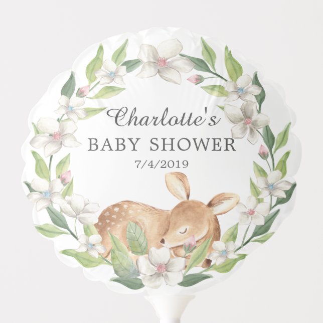 Cute Woodland Sweet Deer Baby Shower Balloon (Front)