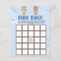 Cute Woodland Teddy Bear Baby Shower Bingo Card