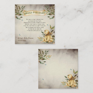 Cute Woodland Teddy Bear Baby Shower Book Request Enclosure Card