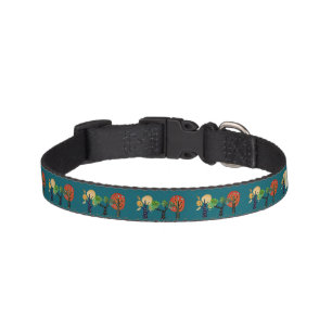 Cute Woodland Trees Pattern Teal Green Dog Pet Collar
