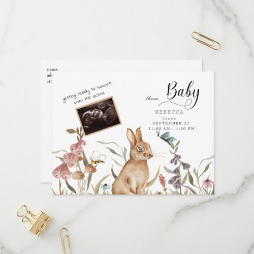 Cute Woodland Ultrasound Baby Shower  Invitation Postcard