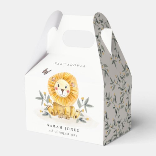 Cute Woodland Watercolor Lion Foliage Baby Shower